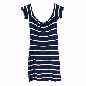 A/X Armani Exchange Navy Blue White Striped Dress Size Small Scoop Neck